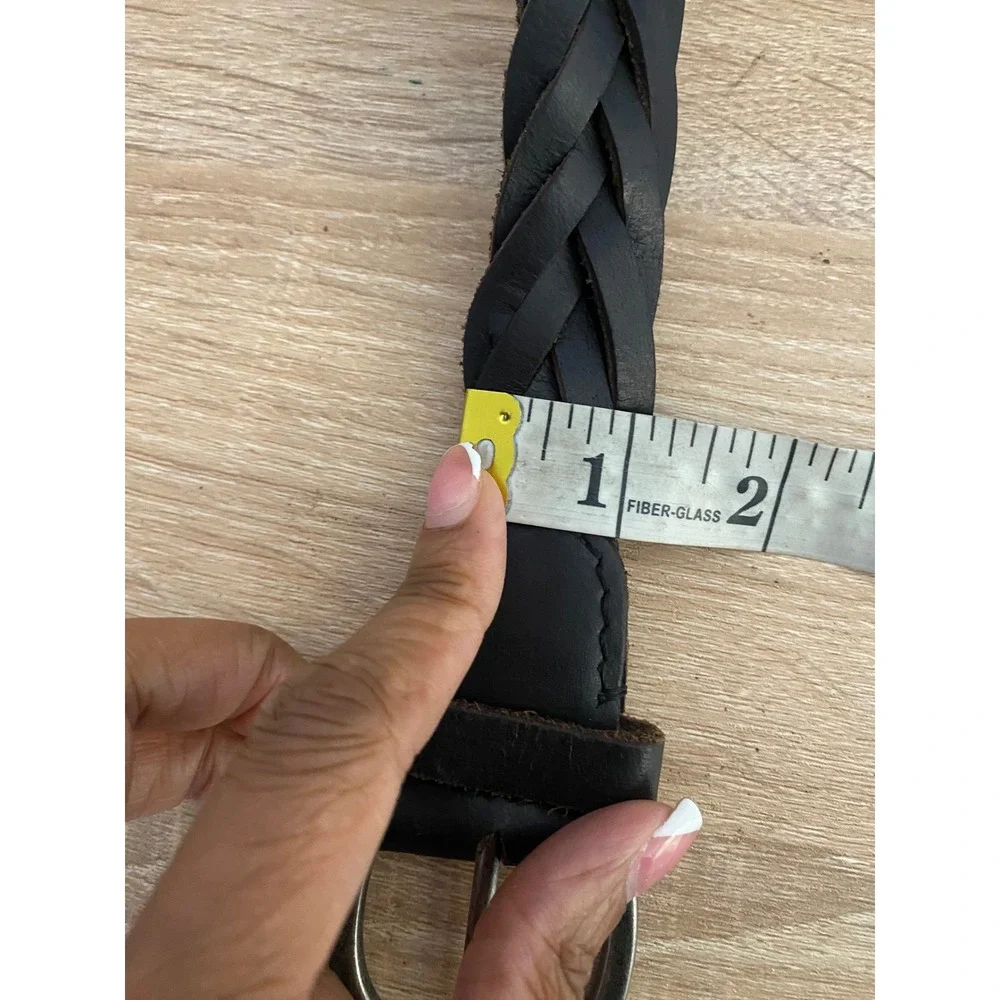 Hollister Braided Leather Belt Unisex 39 Inch Brown Woven Boho Western Y2k Indie